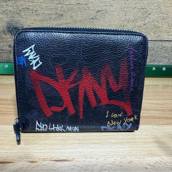 Dkny Handbags - 🔥DKNY Ed Hardy style Y2K Black Graffiti Zip Wallet- love New York